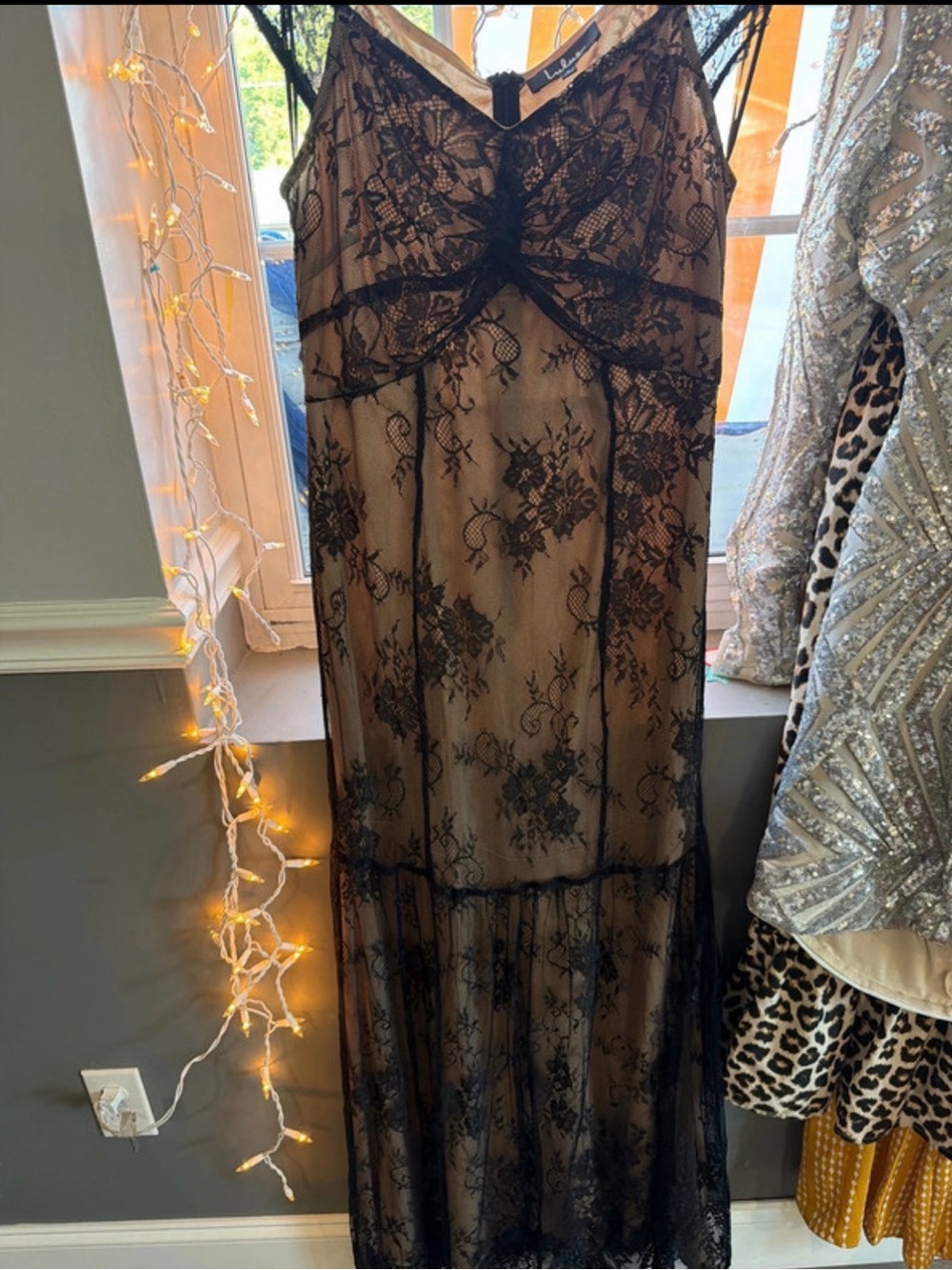 Lulu's Black Lace Sheer Maxi Dress